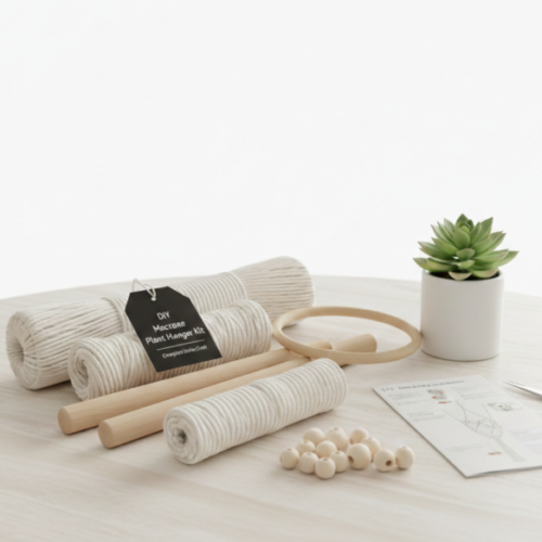 DIY Macrame Plant Hanger Kit, Bohemian Style Home Decor Craft Set